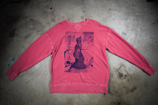 Girl design on crew neck navy blue ink